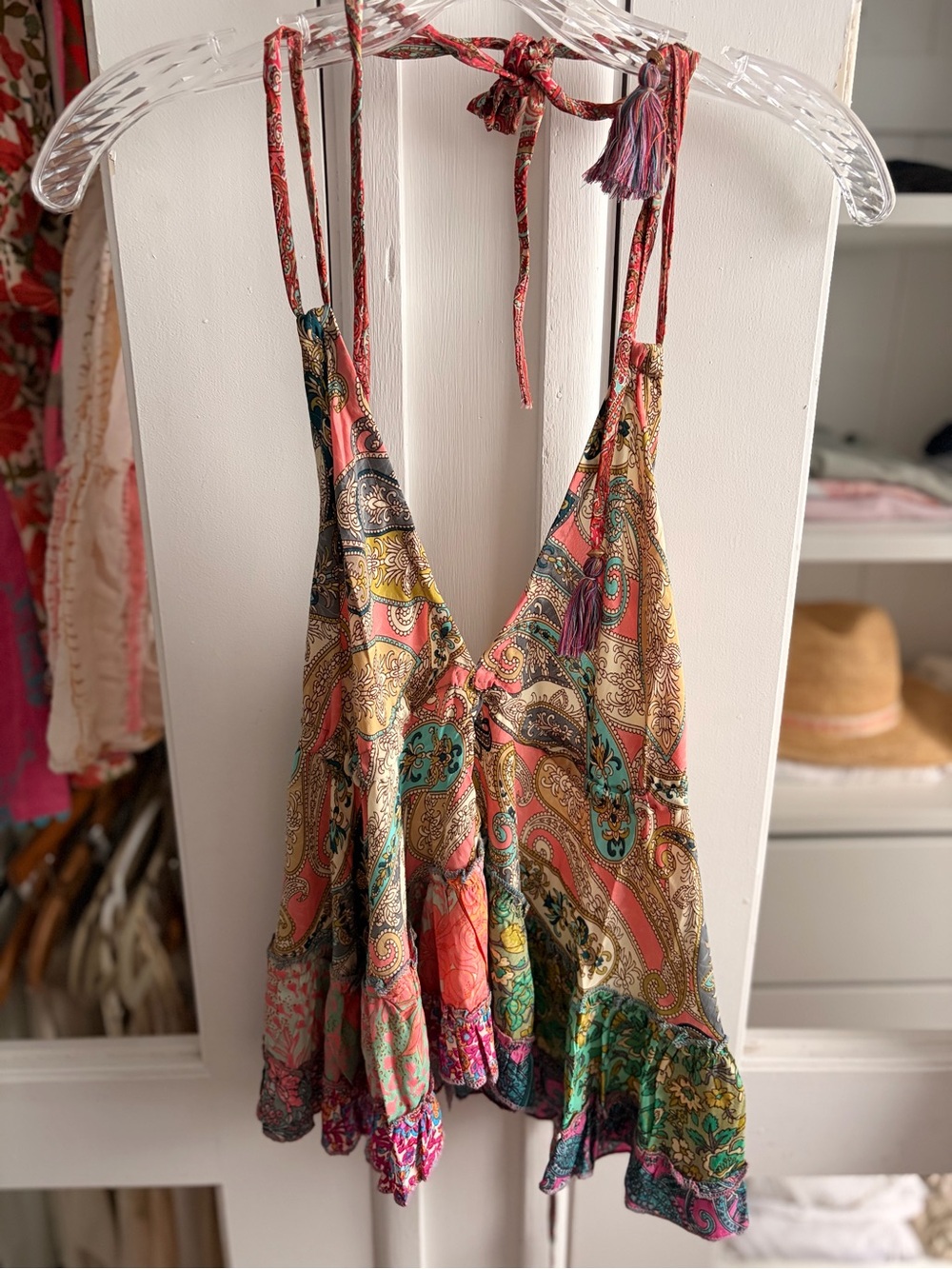 Boho Paisley Tie-Strap Women's Top - Multi - Picture 6 of 7